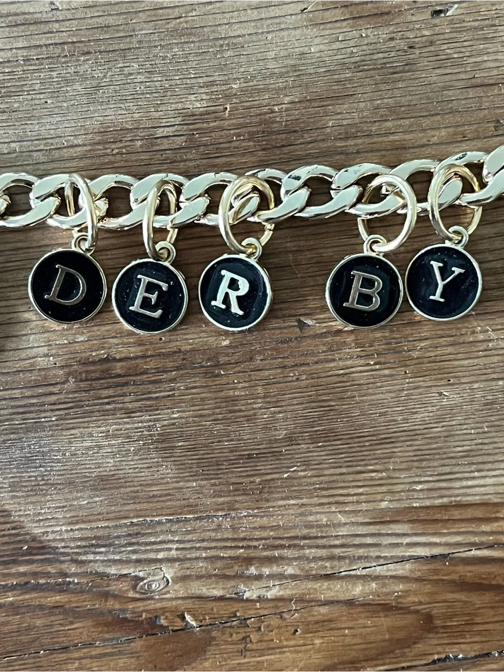 Kentucky Derby Charm Bracelet Gold Tone Teal Tassel Equestrian - Picture 4 of 8